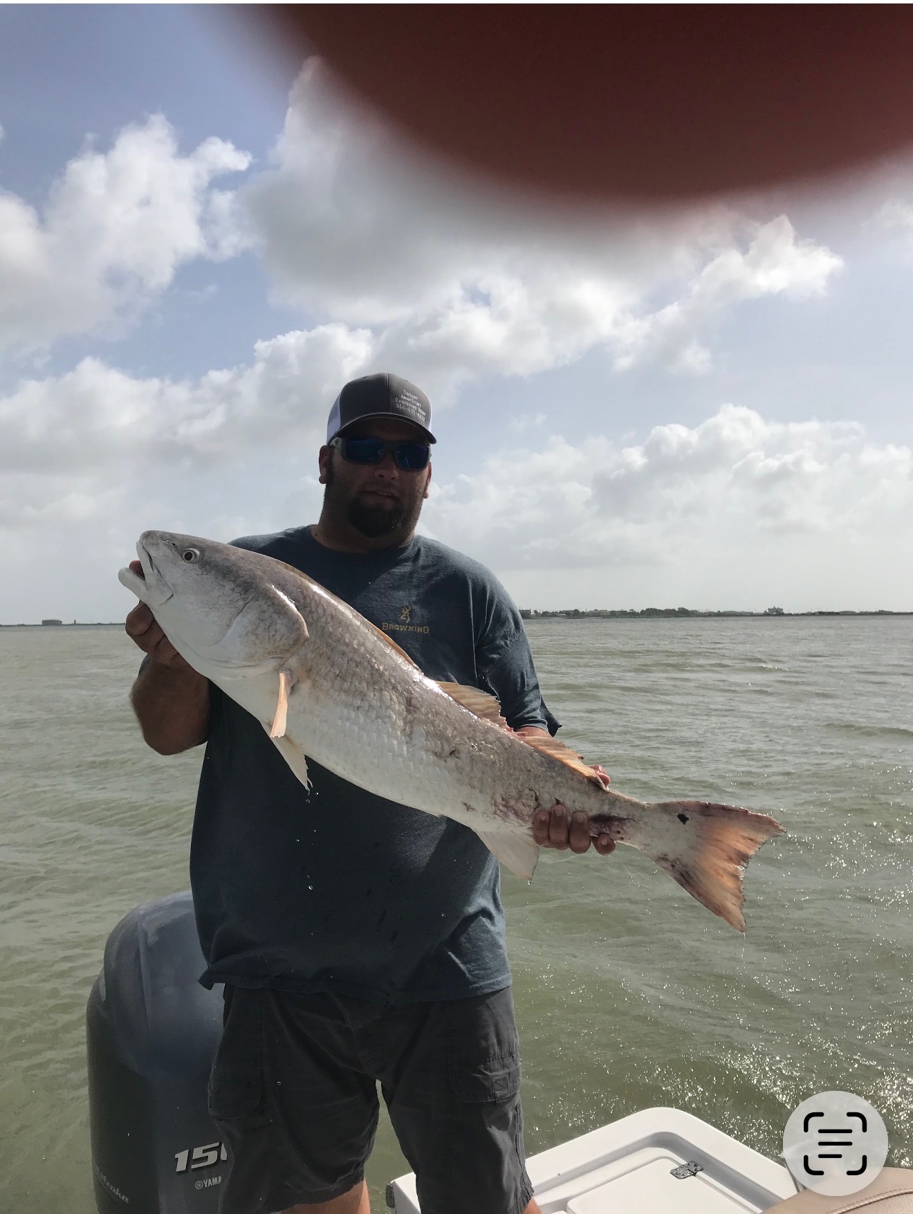 Galveston Bay redfish landed on a guided Goat Island Outfitters charter